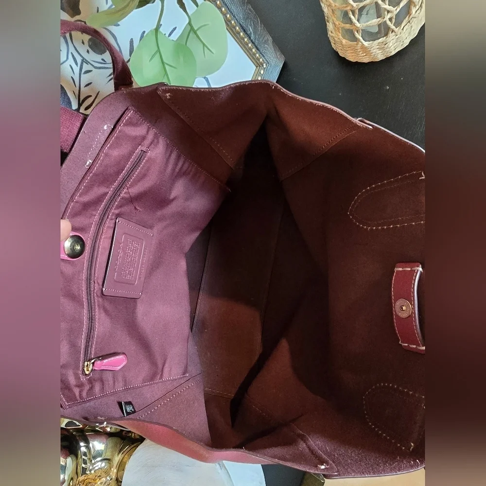 Coach Pebbled Leather Pink Derby Tote Bag